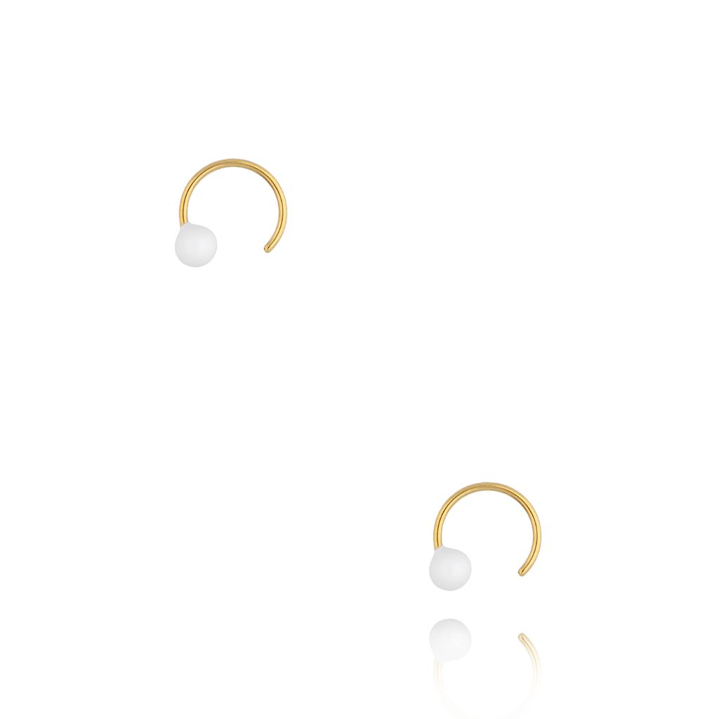 Kolczyki złote okrągłe z białą emalią Round Enamel KSA1516