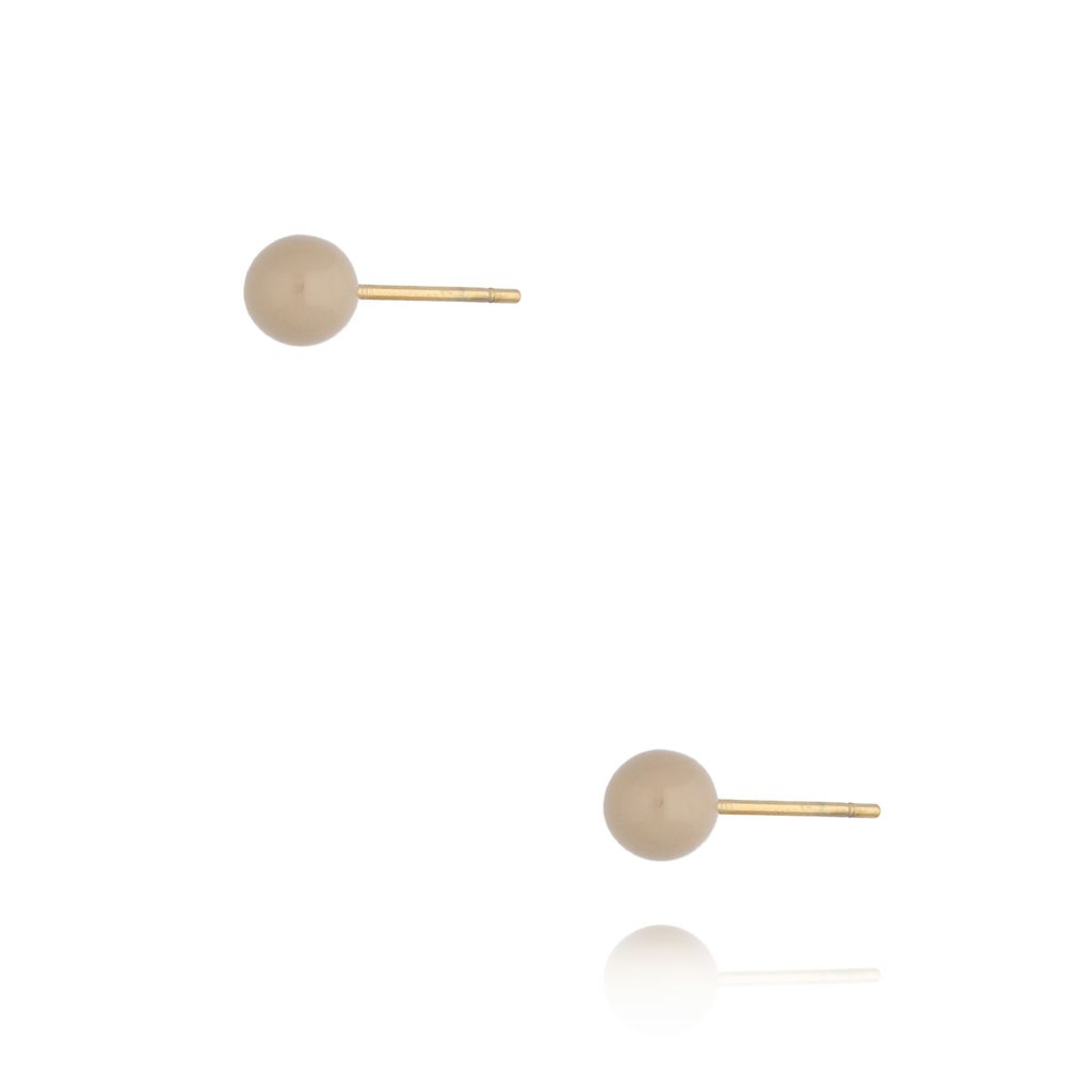 Kolczyki złote kulki z beżową emalią 5 mm Enamel Balls KSA1424