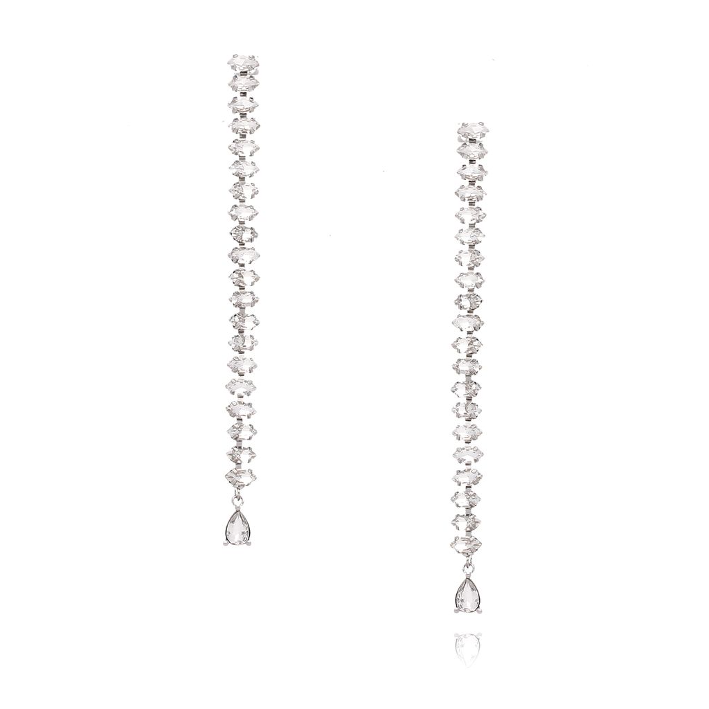 Kolczyki długie srebrne z transparentnymi kryształkami KSS0821