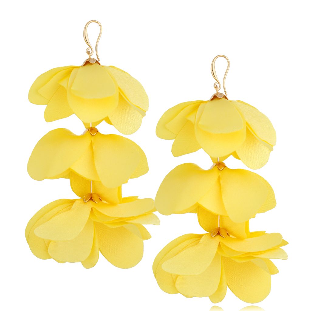 Kolczyki kwiaty satynowe żółte Madeira KBL1090
