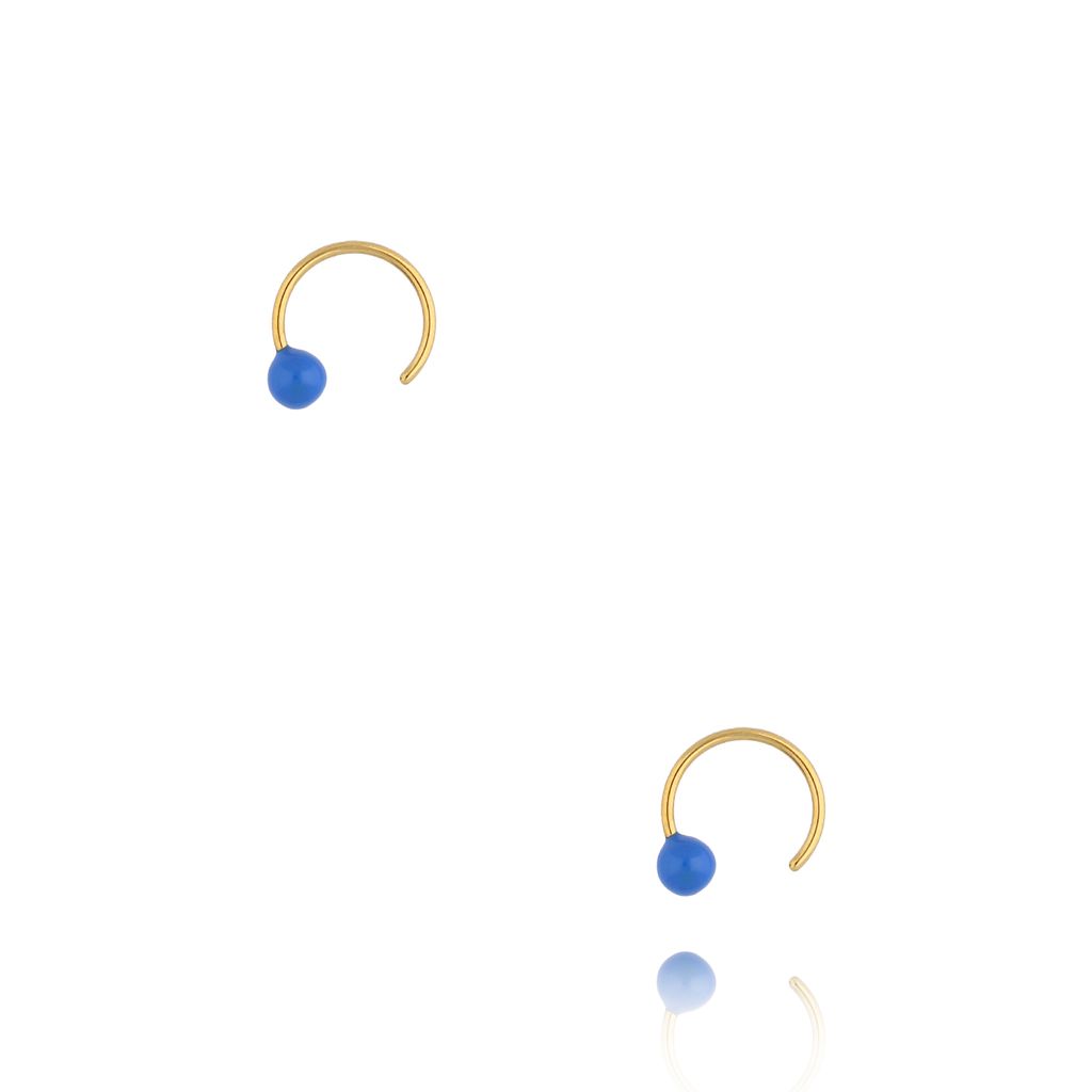 Kolczyki złote okrągłe z niebieską emalią Round Enamel KSA1518