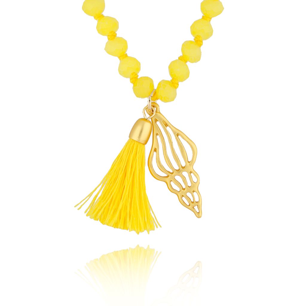 Naszyjnik długi z kryształkami żółty Summer Beach NSH0012