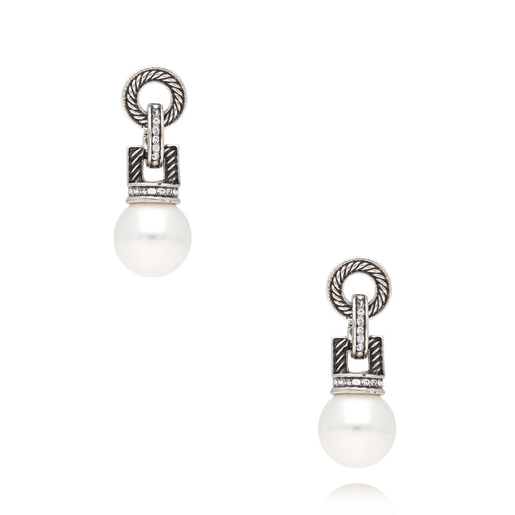 Kolczyki antyczne srebrne z perłami Nuit Claire KSS1714