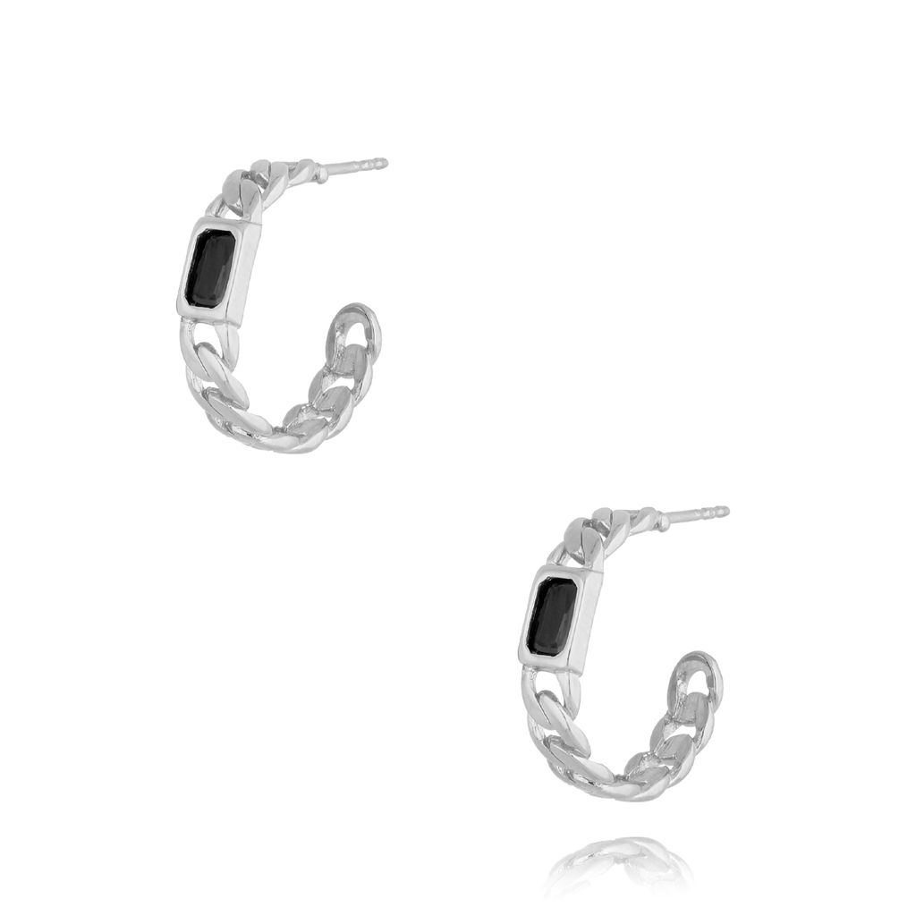 Kolczyki srebrne okrągłe z czarnymi kryształkami Chicca KSE0105