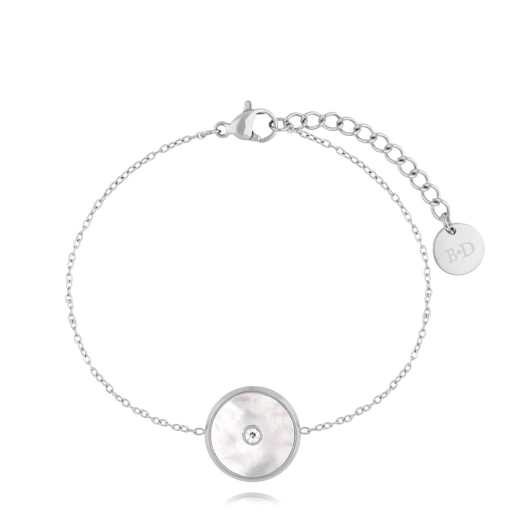 Bransoletka z dyskami z masą perłową srebrna Refined Radiance BSA0650