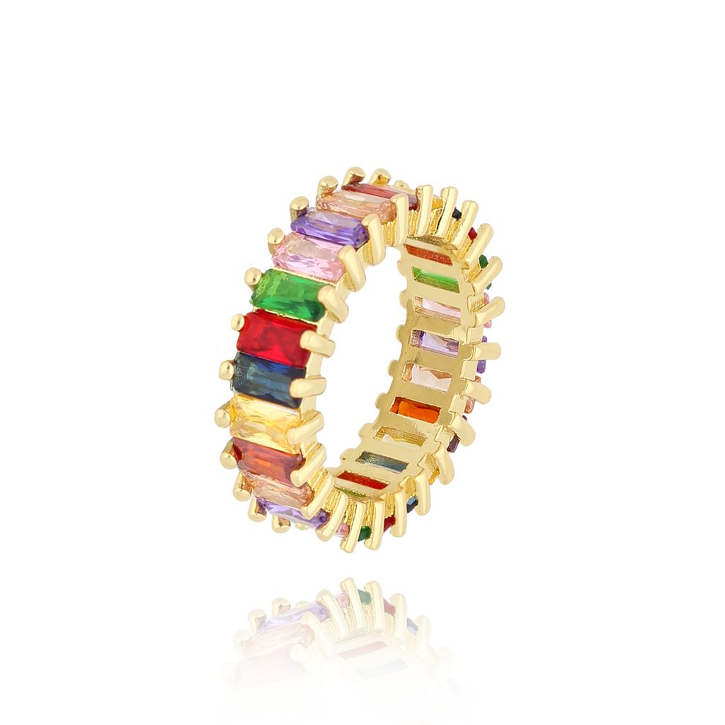 Pierścionek złoty z kolorowymi kryształkami Multicolor Dream PRG0267
