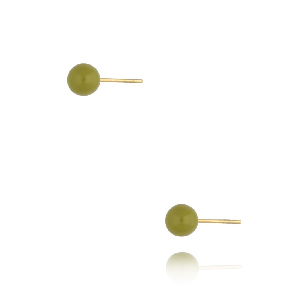 Kolczyki kulki z zieloną emalią 5 mm Enamel Balls KSA1590
