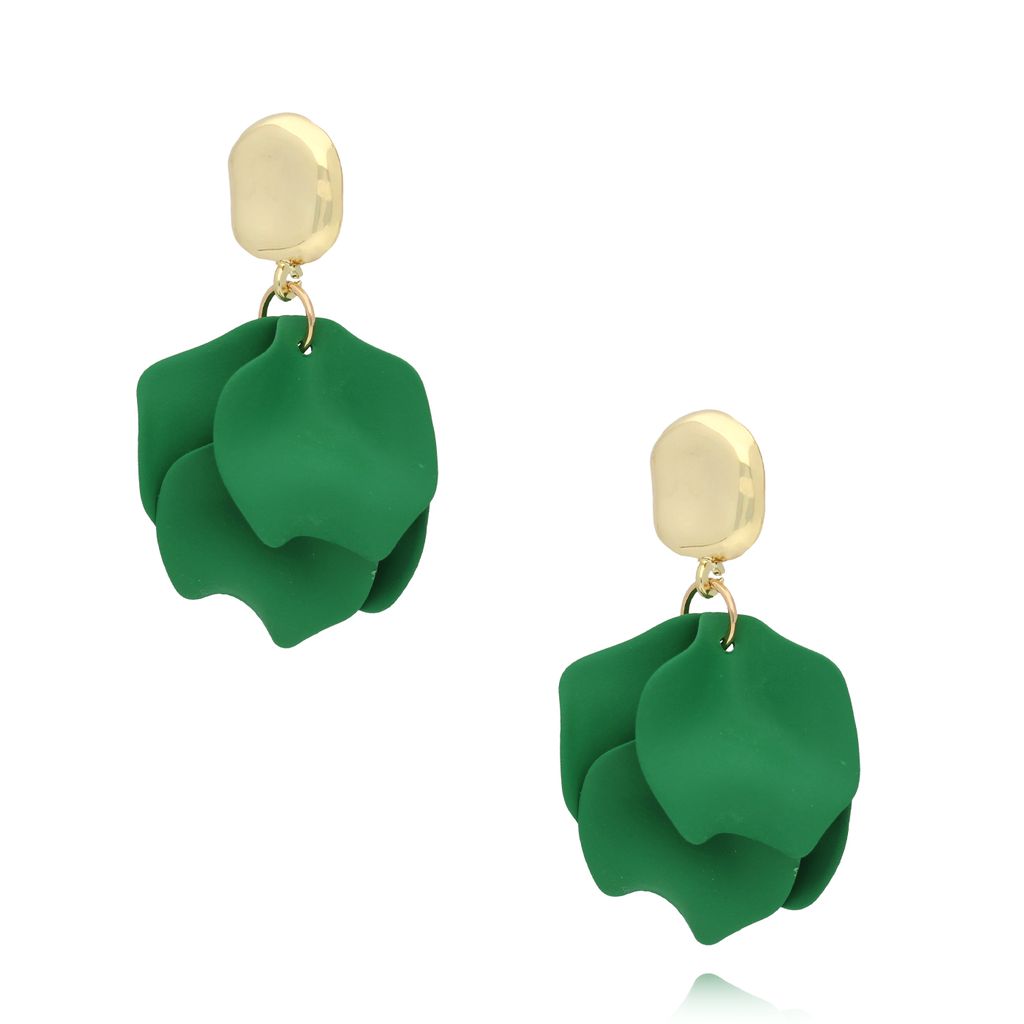 Kolczyki zielone z płatkami Berenika KFF0114