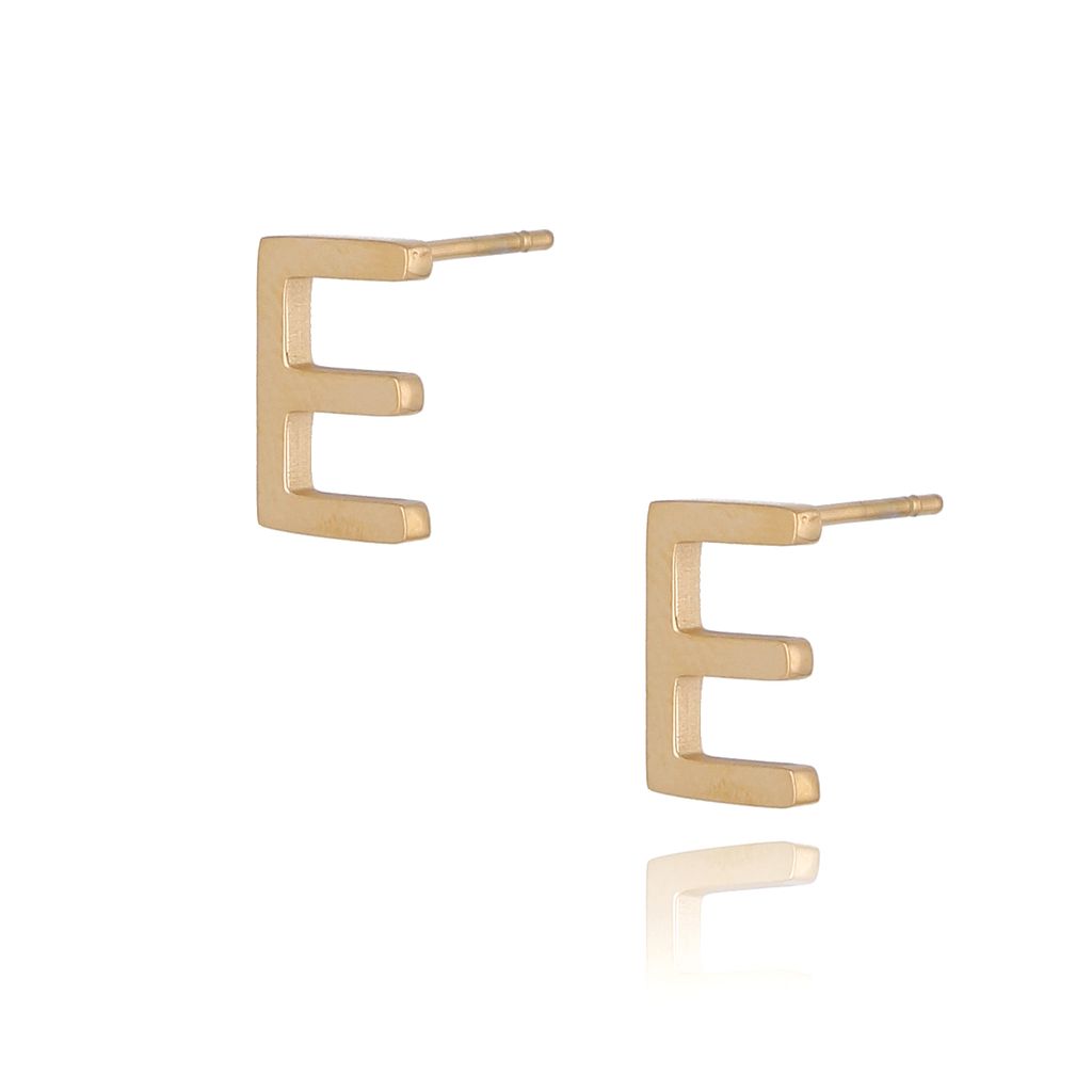 Kolczyki wkrętki złote  z literką  E KAT0061