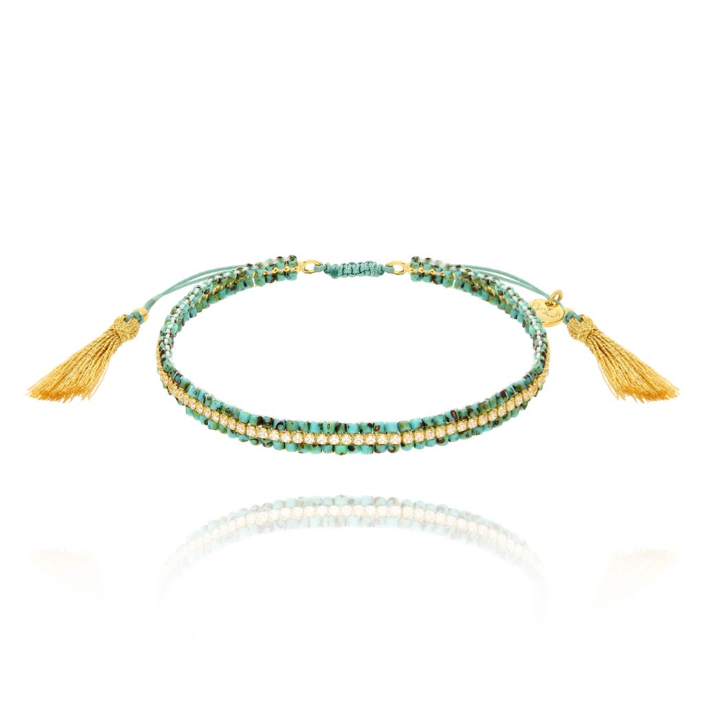 Bransoletka zielona z kryształkami Halima  BSC1424