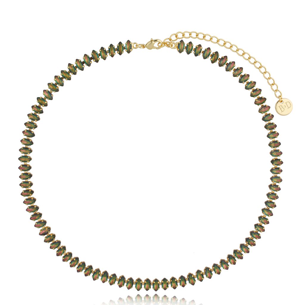 Naszyjnik z zielonymi połyskującymi kryształkami Honestly NS0103