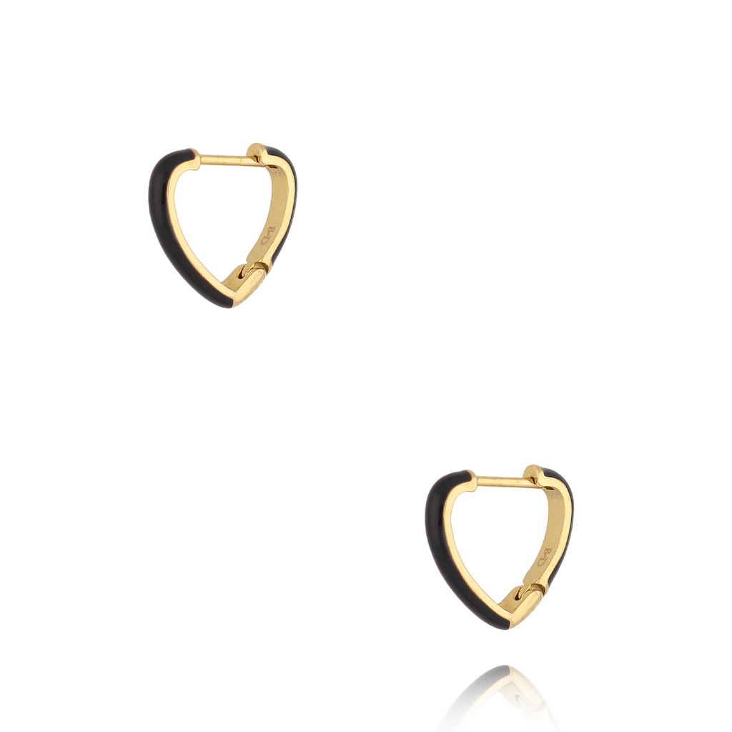 Kolczyki złote serca z czarną emalią Enamel Hearts KSA1750