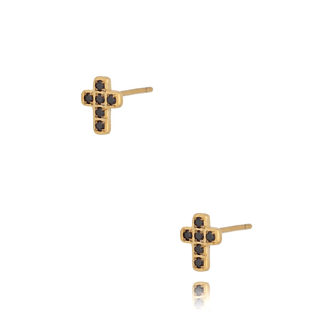 Kolczyki krzyżyki z czarnymi cyrkoniami Mini Cross KSA0453