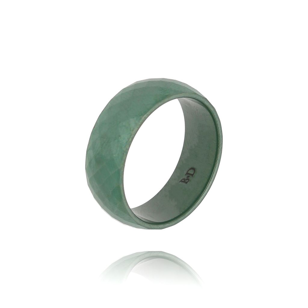 Obrączka z ceramiki zielona fasetowana Feminine PFE0056