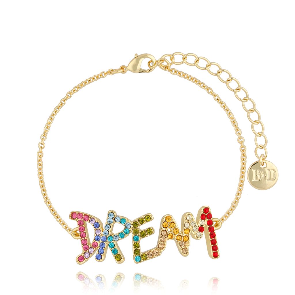 Bransoletka złota z kolorowym napisem DREAM BRG0259