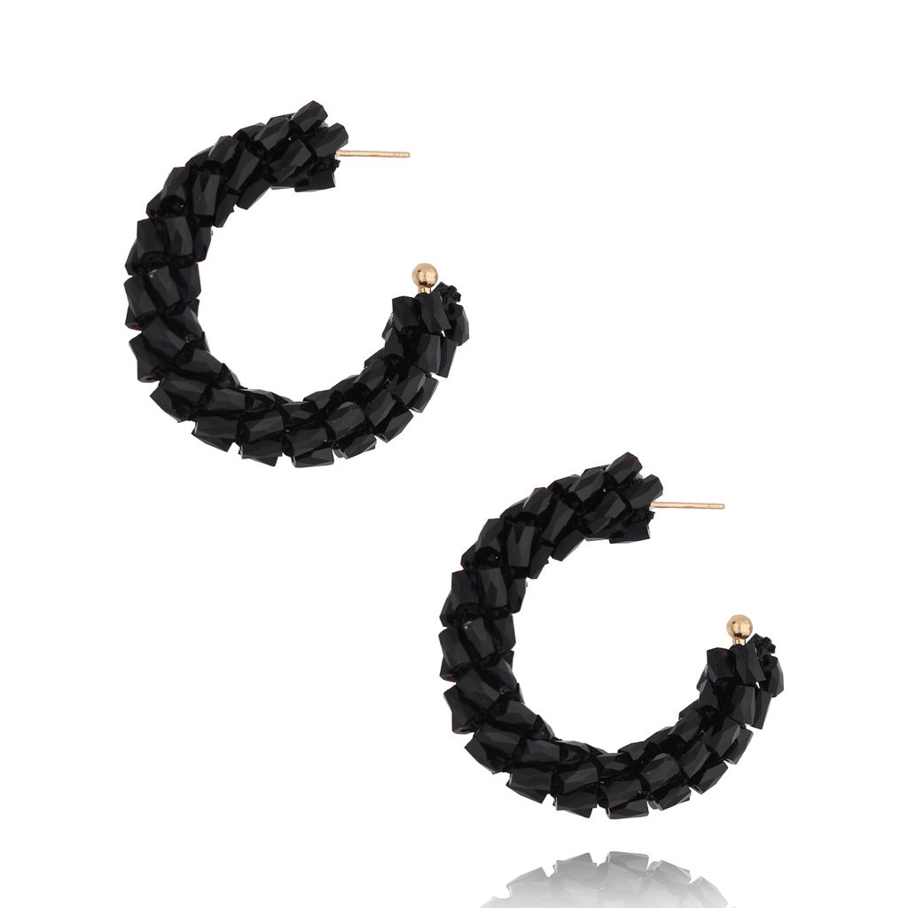 Kolczyki czarne z kryształkami Descansar KWE0116