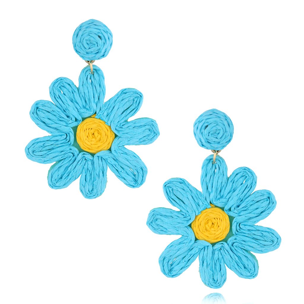 Kolczyki niebieskie kwiatki ze sznurkiem Nelia KSO0064