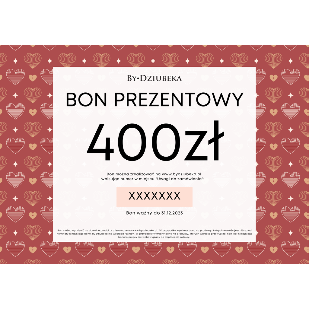 Bon Prezentowy Walentynki 400 zł online do wydruku BON400