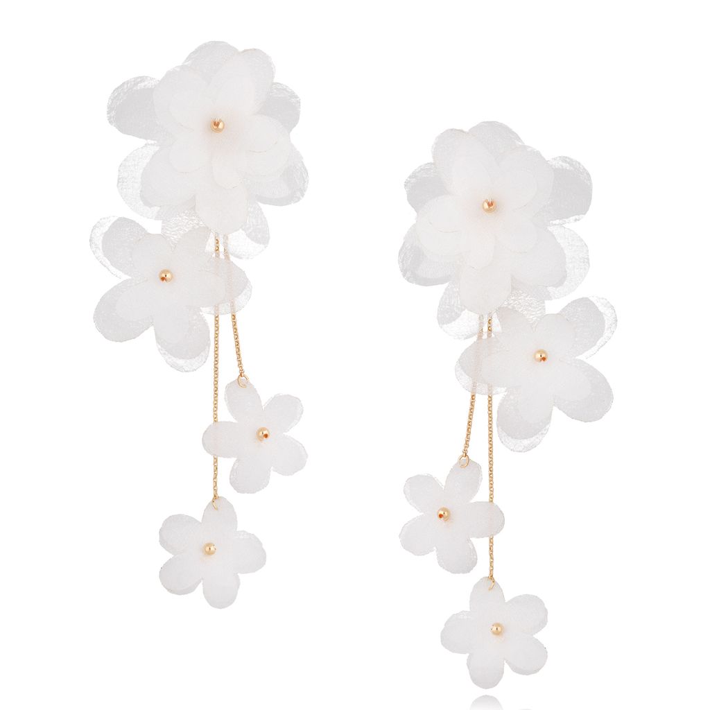 Kolczyki satynowe kwiaty  Blossom White Primerose KBL0871