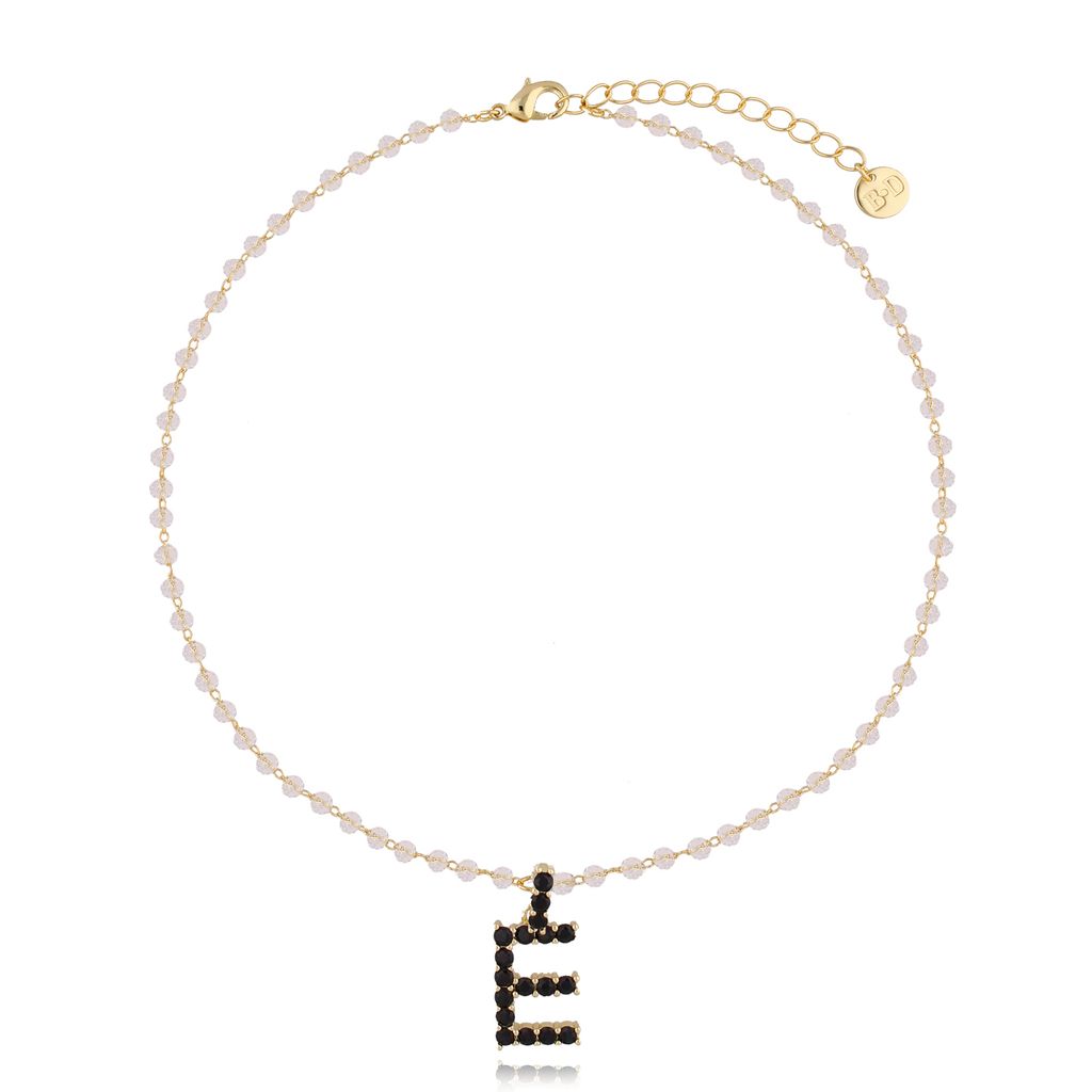 Naszyjnik kryształowy łańcuszek z literą E NRG0279