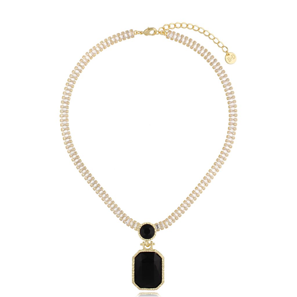 Naszyjnik z czarnym kryształem Luxury NS0119