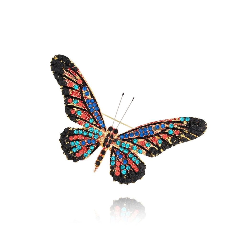 Broszka z kolorowym motylem Papillon II BRPI0015
