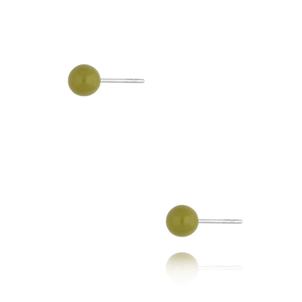 Kolczyki kulki z zieloną emalią 5 mm Enamel Balls KSA1589