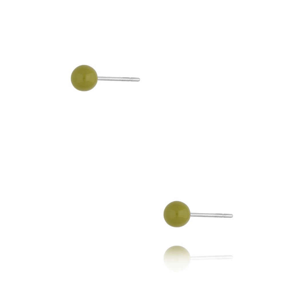 Kolczyki kulki z zieloną emalią 4 mm Enamel Balls KSA1581
