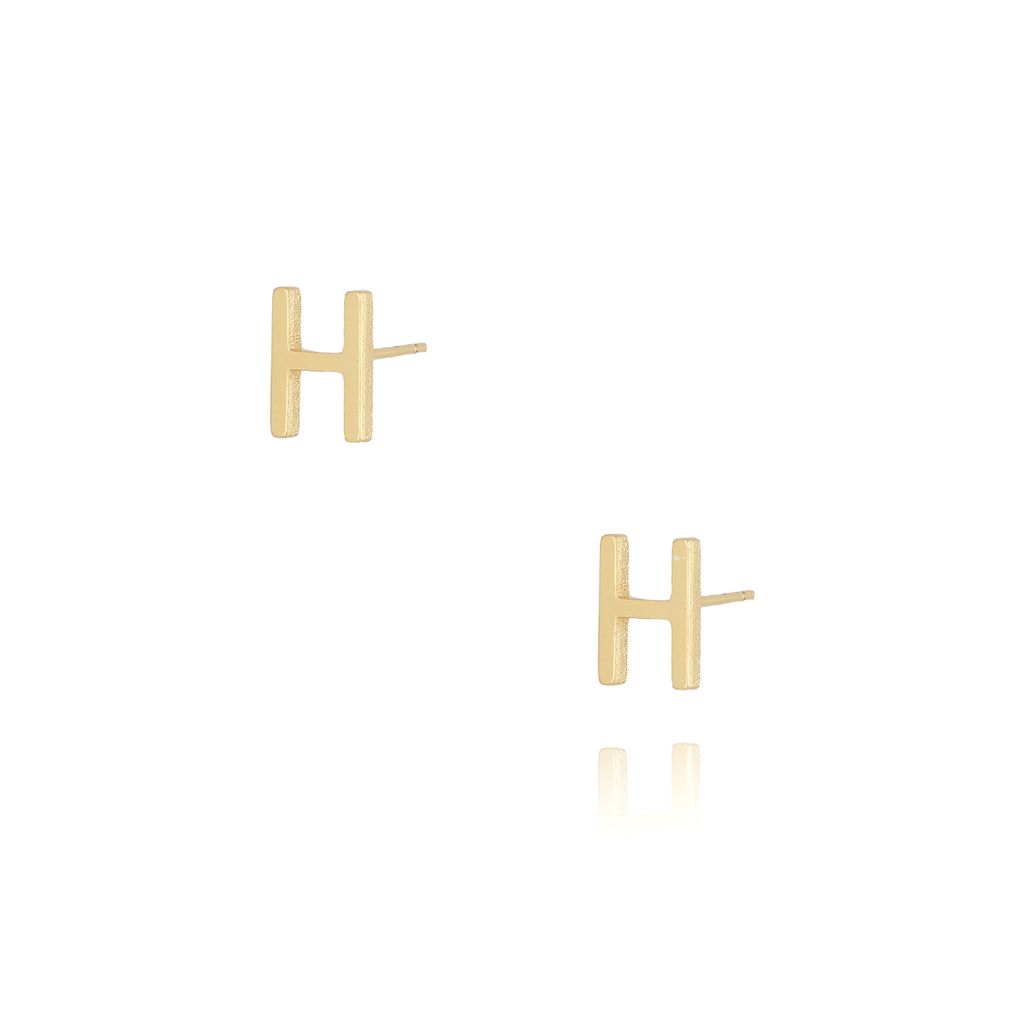 Kolczyki wkrętki z literką H złote KAT0009