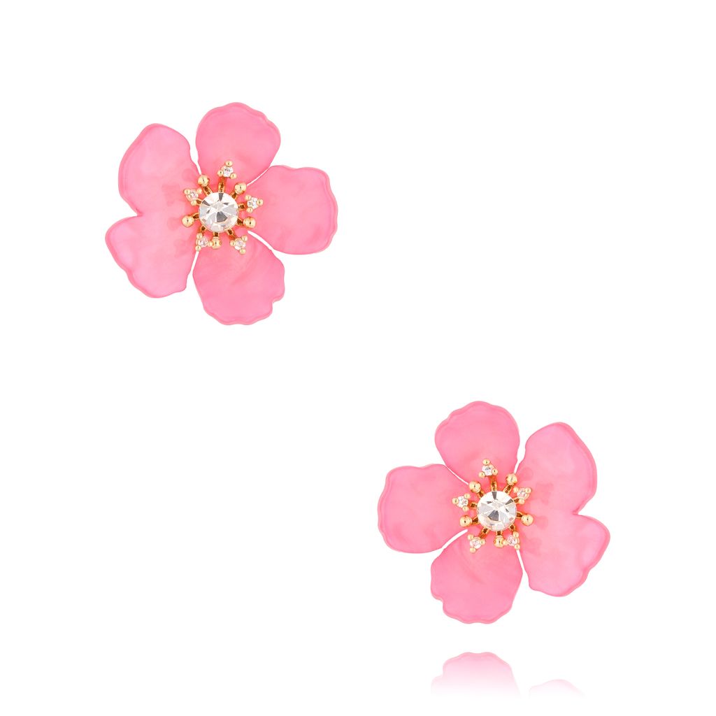 Kolczyki różowe kwiatki Seneghe KZA0305