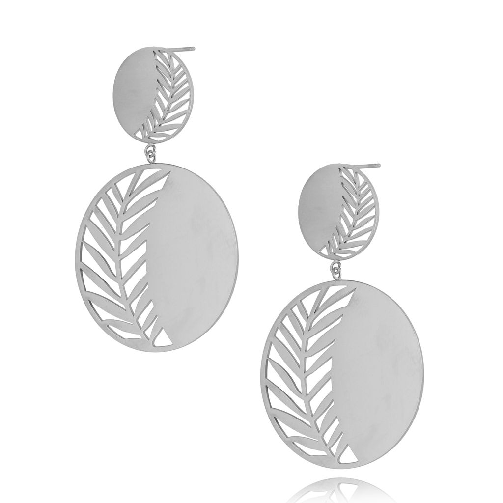 Kolczyki srebrne ze stali szlachetnej Silver Leaf KSA0280