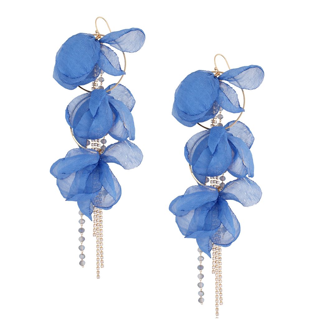 Kolczyki satynowe kwiaty niebieskie Tango KBL1154
