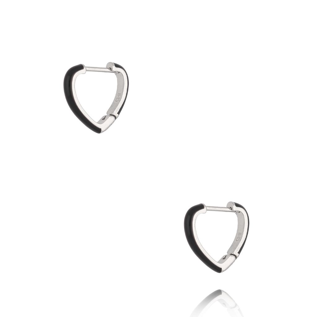 Kolczyki srebrne serca z czarną emalią Enamel Hearts KSA1749