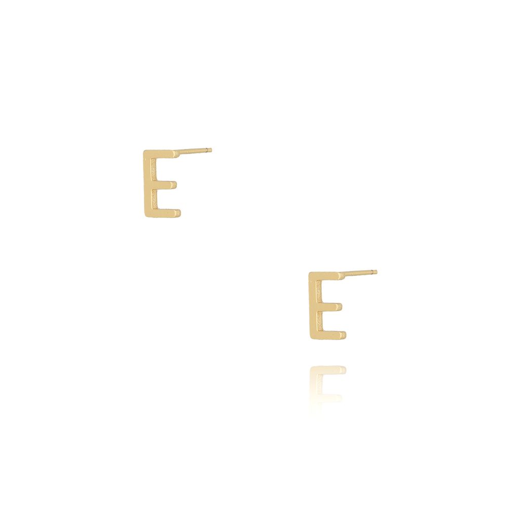Kolczyki wkrętki z literką E złote KAT0005