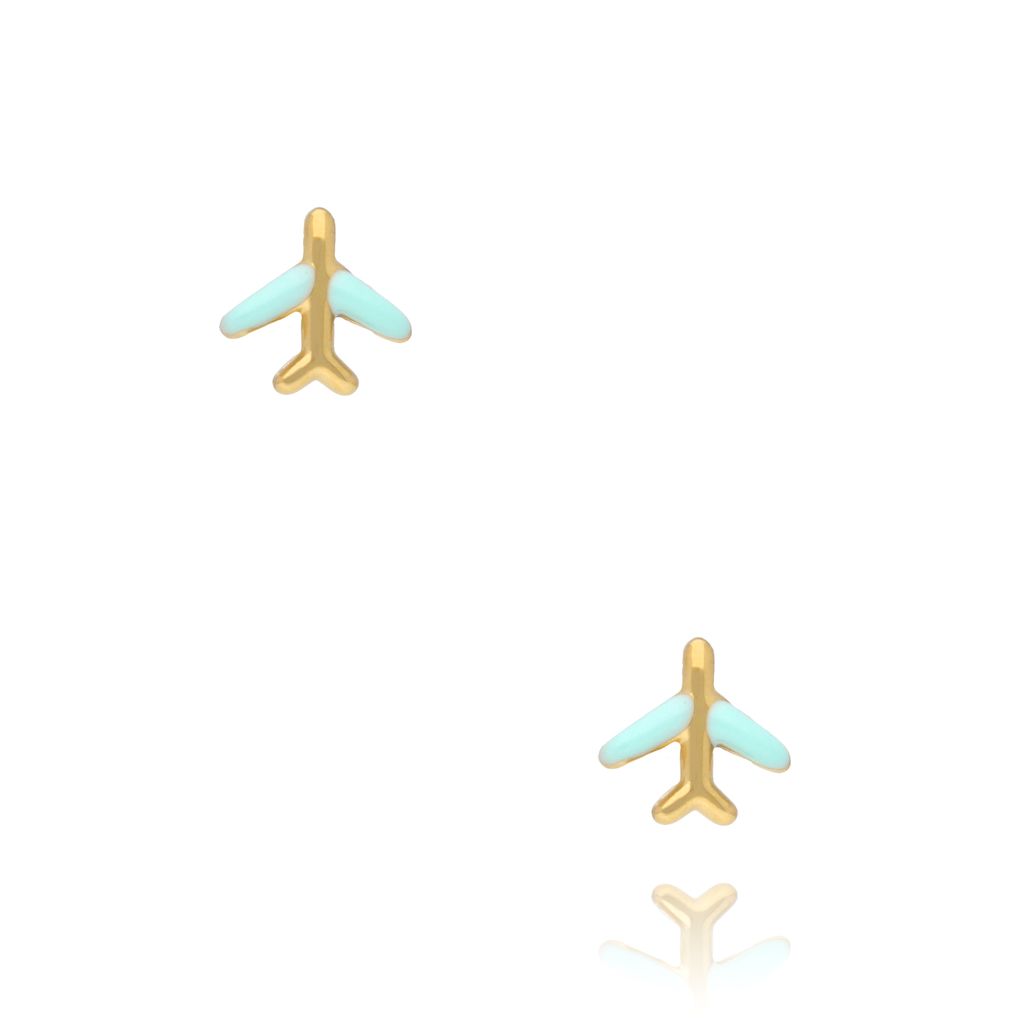 Kolczyki samoloty z turkusową emalią KSY0081