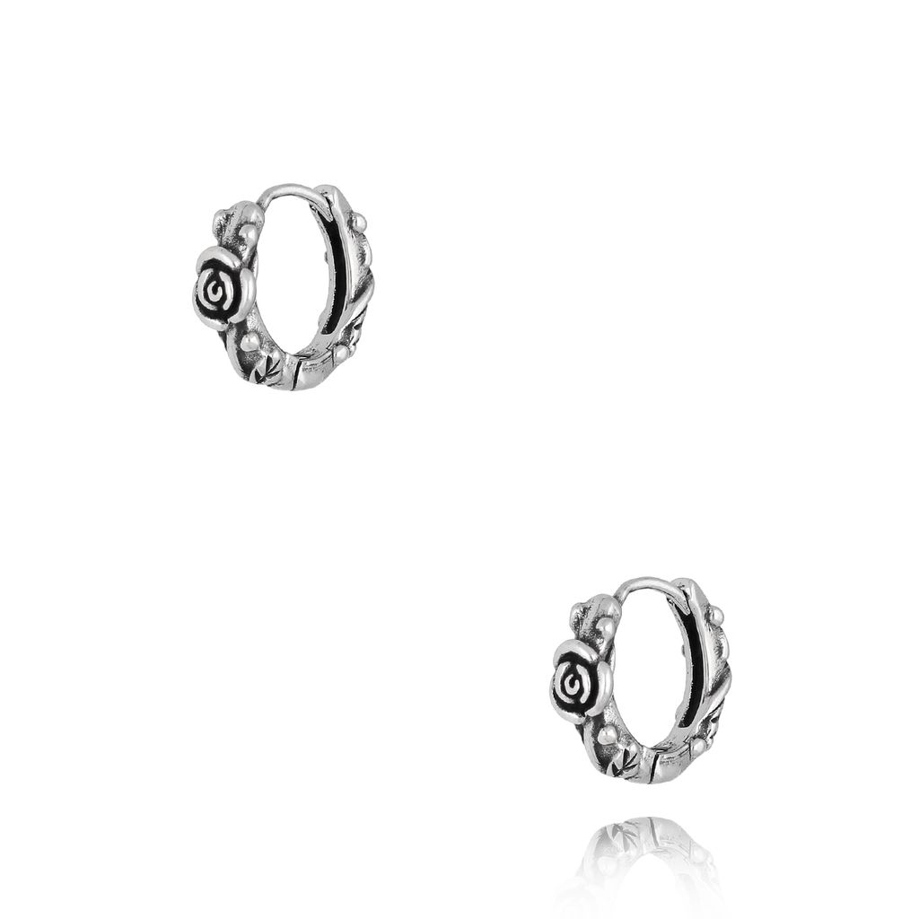 Kolczyki srebrne okrągłe z różą Navin KMITC0061