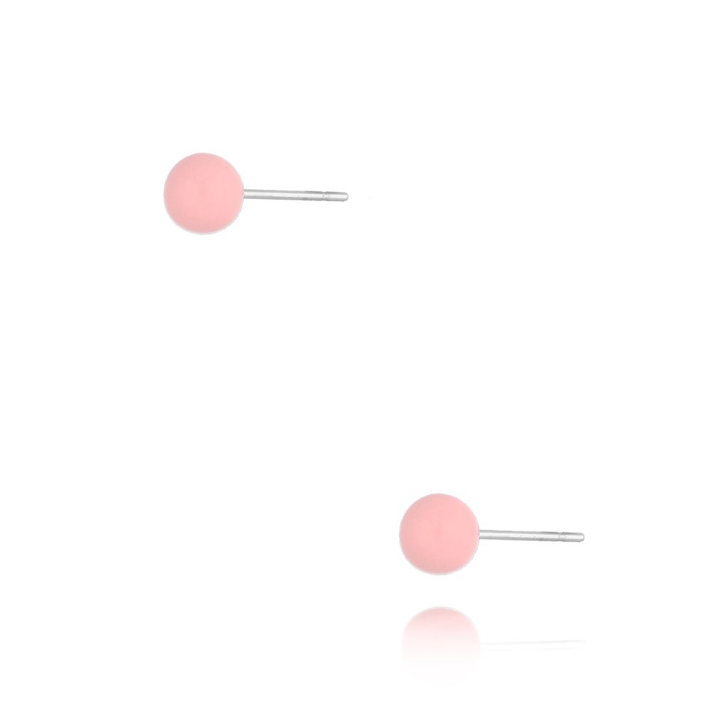Kolczyki kulki z różową emalią 5 mm Enamel Balls KSA1712