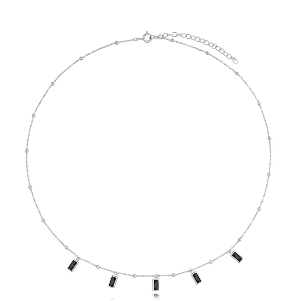 Naszyjnik srebrny z czarnymi kryształkami Chicca NSE0137
