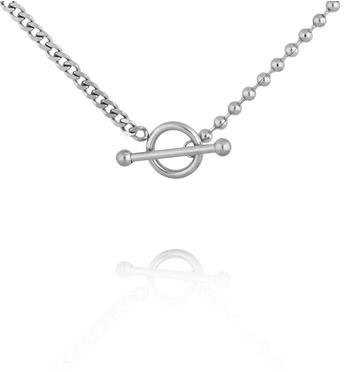 Naszyjnik z zapięciem toggle w kolorze srebra NSY0895