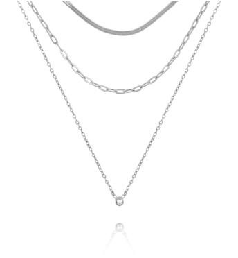 Naszyjnik potrójny minimalistyczny srebrny NSY0593