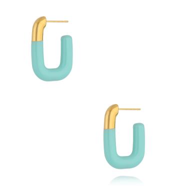 Kolczyki emaliowane miętowe owalne KSY0502