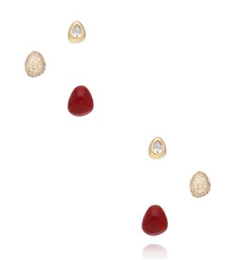 Zestaw kolczyków bordowo kryształowych KMB0047