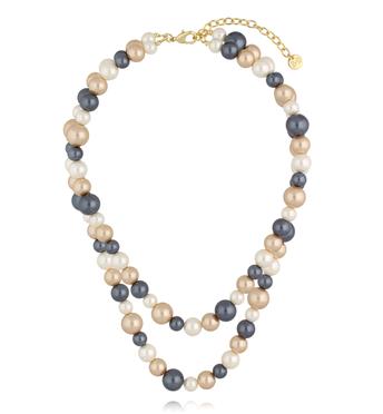 Naszyjnik z pereł w odcieniach szarości, bieli i złota NPE0359