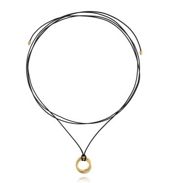 Naszyjnik z okrągłą zawieszką na czarnym sznurku NSA1501