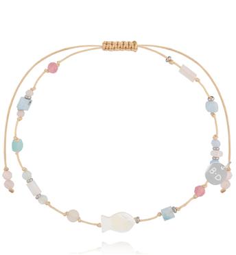 Bransoletka na nogę z  rybką i pastelowymi kamieniami BNMT0010