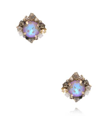 Kolczyki w chłodnych odcieniach z opalizującym kryształem KLU0159