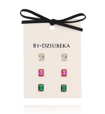 Zestaw kolczyków pozłacanych z kolorowymi cyrkoniami KLT0025