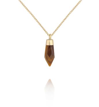 Naszyjnik z tygrysim okiem w złotej oprawie NEA0108