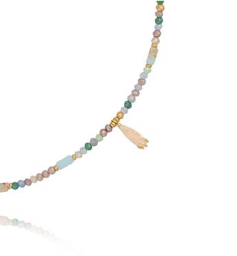 Naszyjnik kolorowy z beżową zawieszką NSC0653