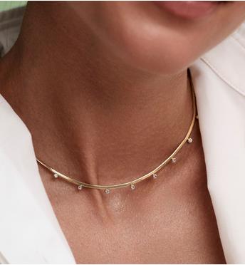 Naszyjnik typu żmijka z delikatnymi cyrkoniami NSY0899